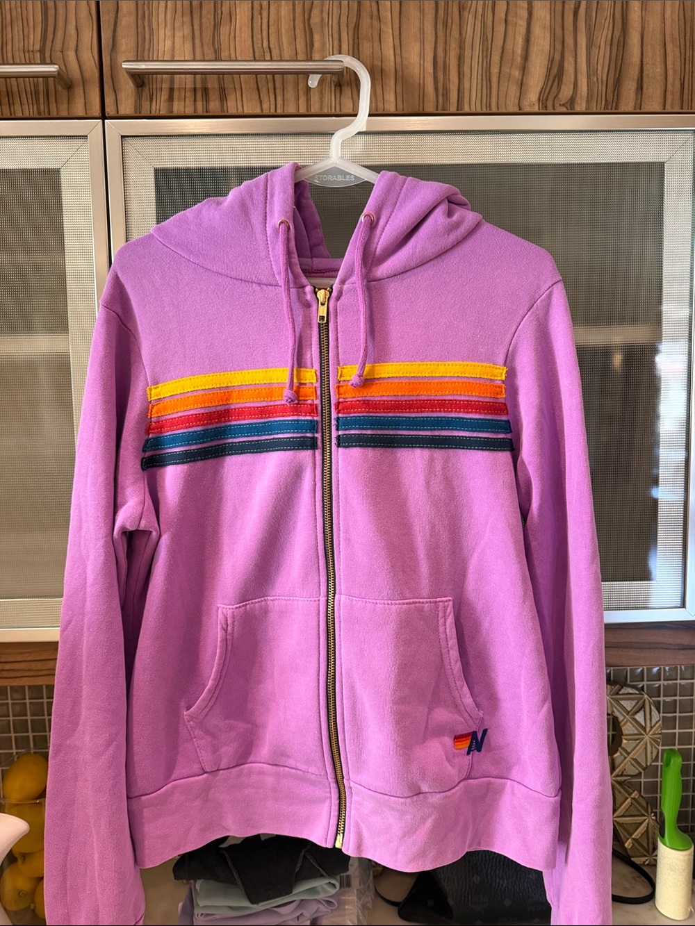 Aviator Nation 5 Stripe Hoodie, Purple, S